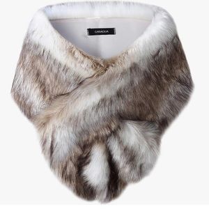 Caracilia Women's Faux Fur Shawl Wraps Stole Cloak Coat Sweater Cape